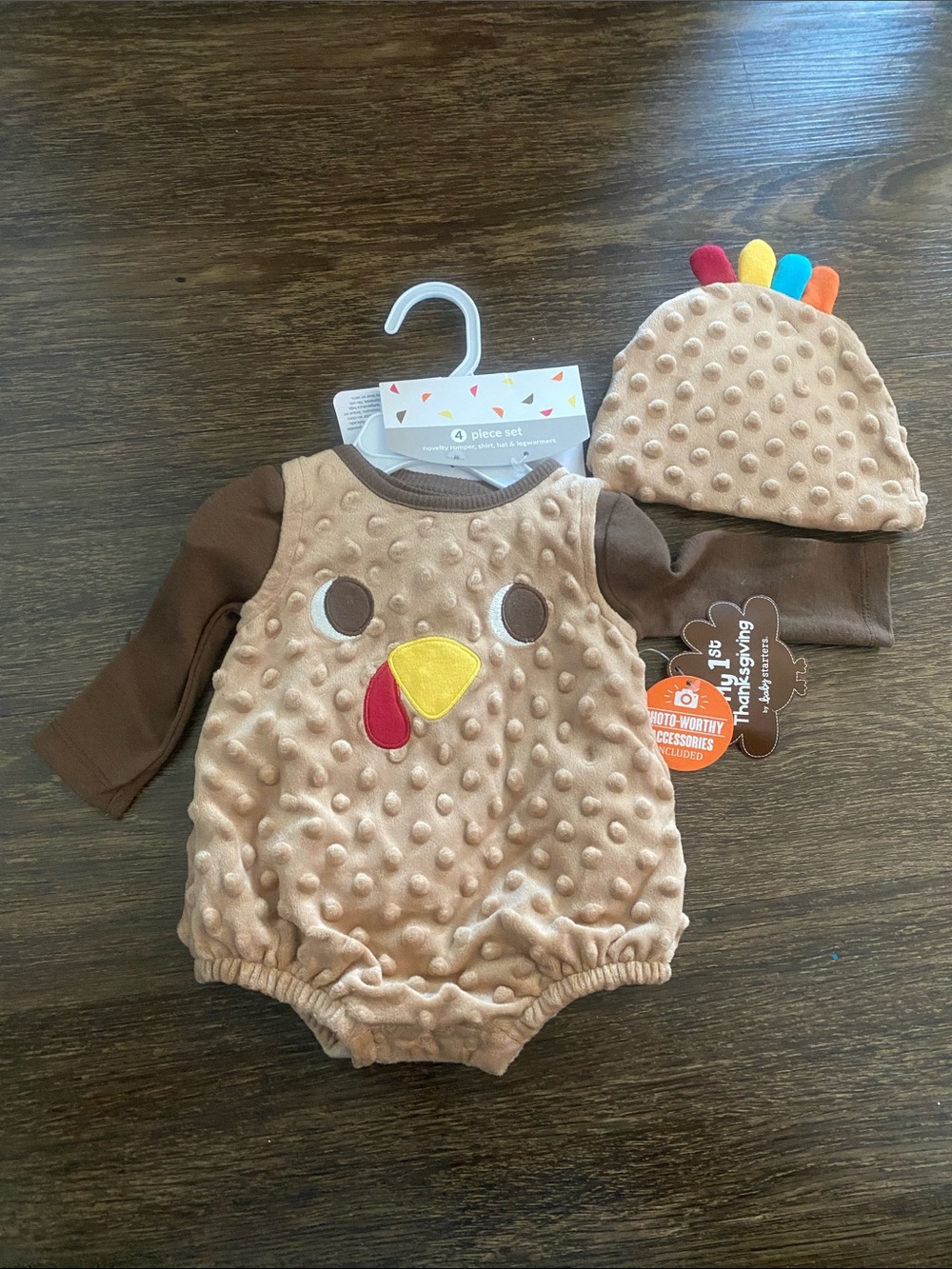 Baby Brown Turkey Costume Romper & Hat Set - Unbranded